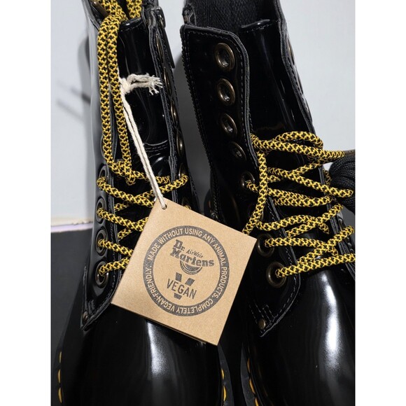Dr. Martens Black Combat Boots with Gold Accents - Picture 14 of 16